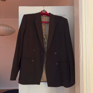 Mens Abercrombie Dark Brown Double Breasted Suit Blazer